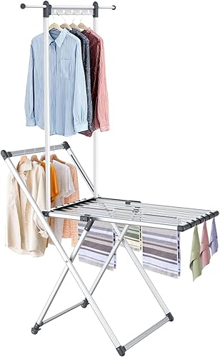 Estante de secado de ropa, estante plegable para ropa interior y exterior, 10 clips para calcetines, estante de secado plegable que ahorra espacio