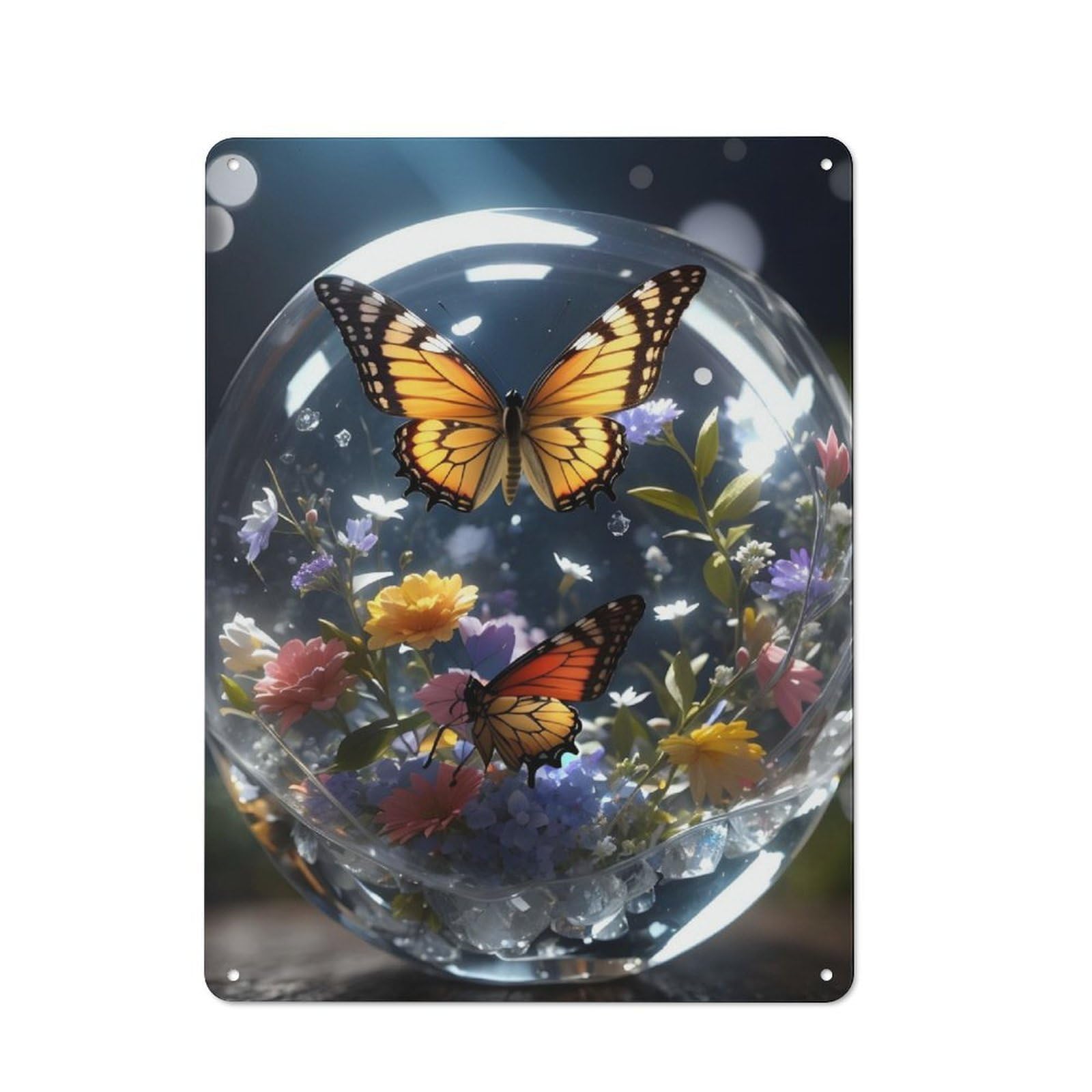Junmoney Butterfly Crystal Vintage Metal Plaque 40X30cm For Living Room Or Hallway, A Christmas Gift For People Styling Living Room And Hallway