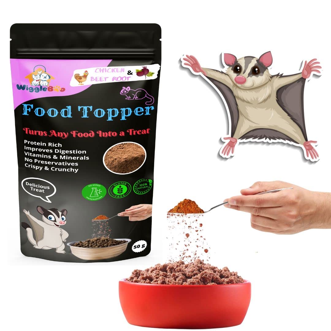 WiggleBoo Magical Sugar Glider Food Topper || Joy of Best Taste || Chicken & Beet Root Flavour || Grain Free & Protein Rich || Anti Oxident || 50g (Chicken & Beet Root)