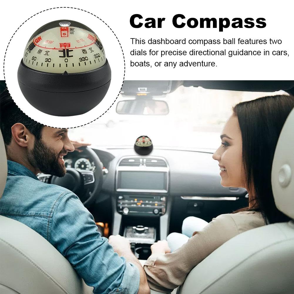 Car Dashboard Ball Vehicle Ball with Double Dials Dash Mount Adjustible Auto Interior Accessories for Navigation Hiking Direction — view 5