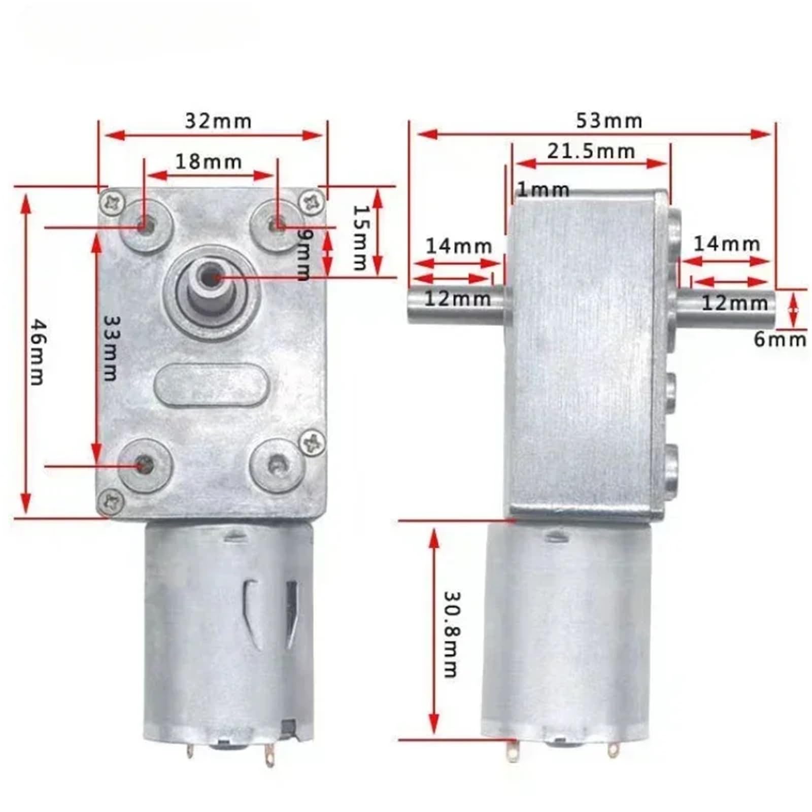 1 x JGY370 DC 6 V 12 V 24 V Schneckengetriebemotor mit doppelter Ausgangswelle elektrischer Getriebemotor mit hohem Drehmoment, selbstsichernder Motor, 1 U/min, 210 U/min (30 U/min, 12 V)