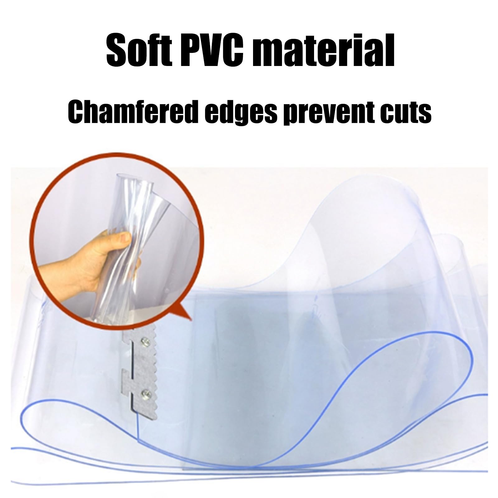Kit de cortina de PVC transparente para puertas de 1,9-2,8 m para divisores, almacenes y cámaras frigoríficas (225 cm, 2,1 m)