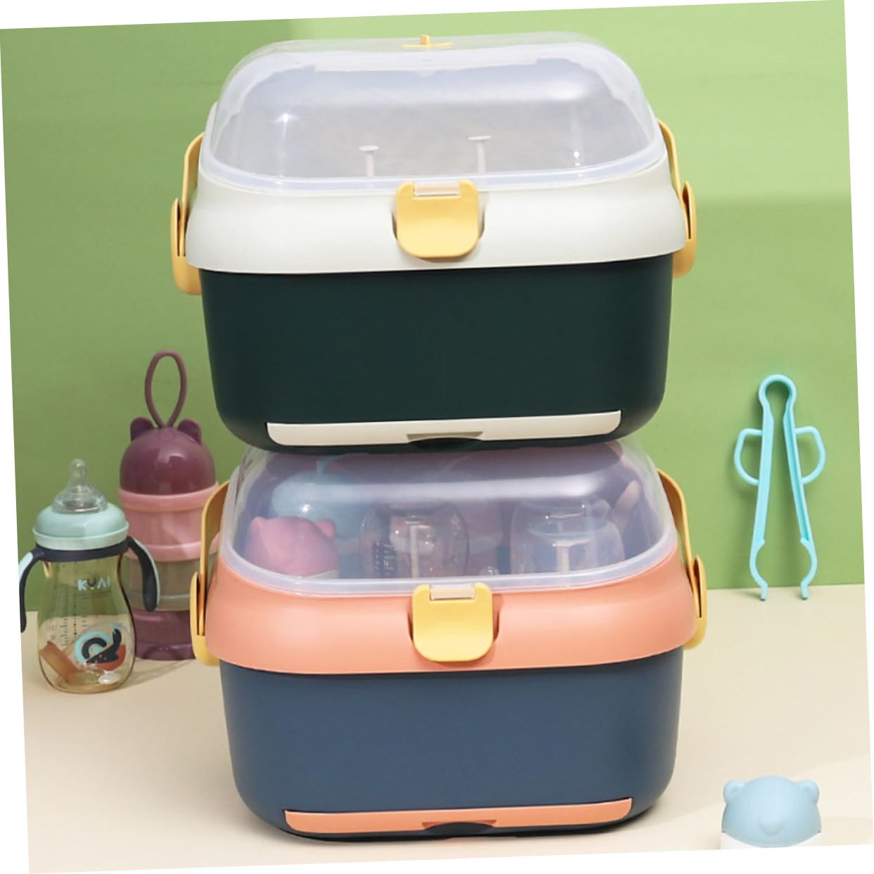 Trockenbox für Babyflaschen aus Pp mit Staubschutz und Abtropffunktion Aufbewahrungsbox für Milchflaschen zur Hygienischen Lagerung und Trocknen