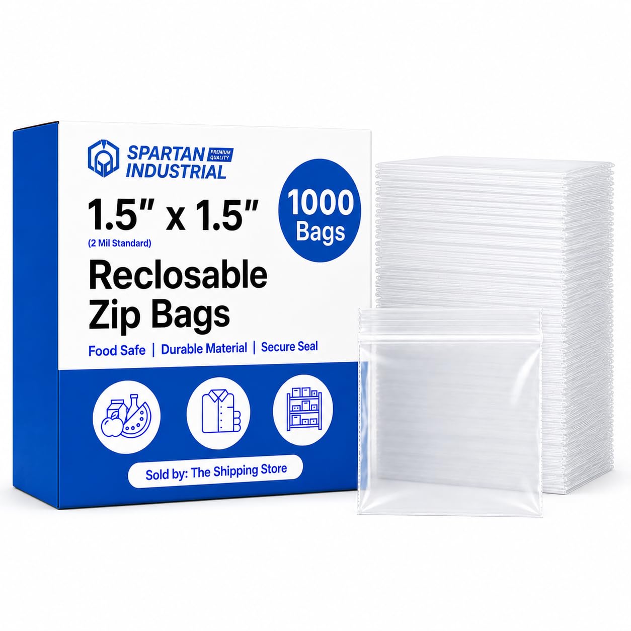 Photo 1 of 1.5” X 1.5” (1000 Count) 2 Mil Clear Reclosable Zip Plastic Poly Bags