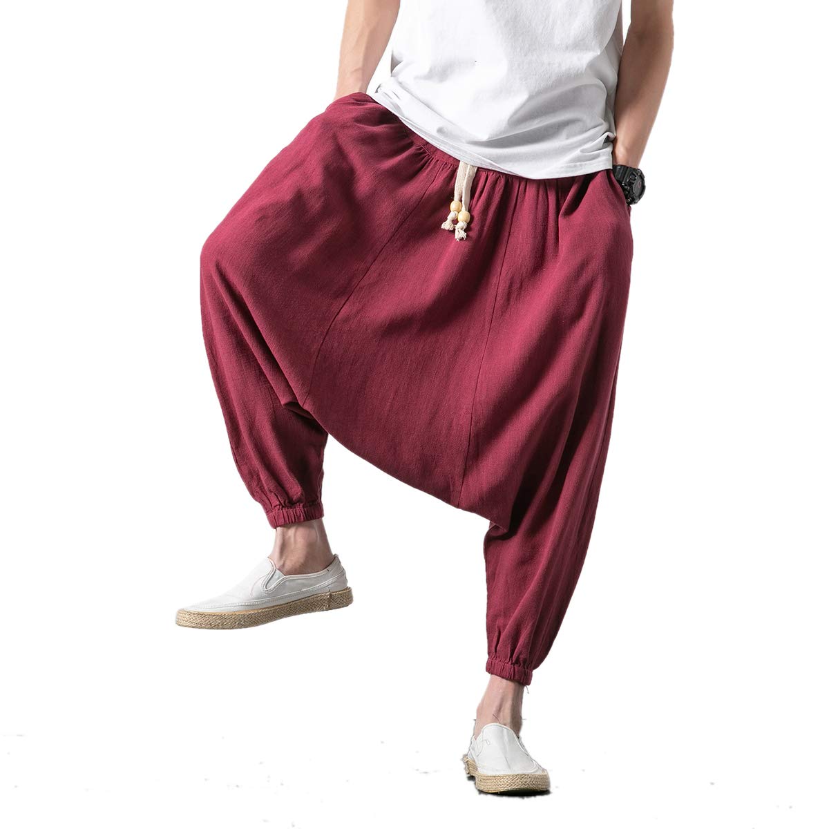Seidarise Men's Drop Crotch Pants, Harem Pants, Genie Pants Plus