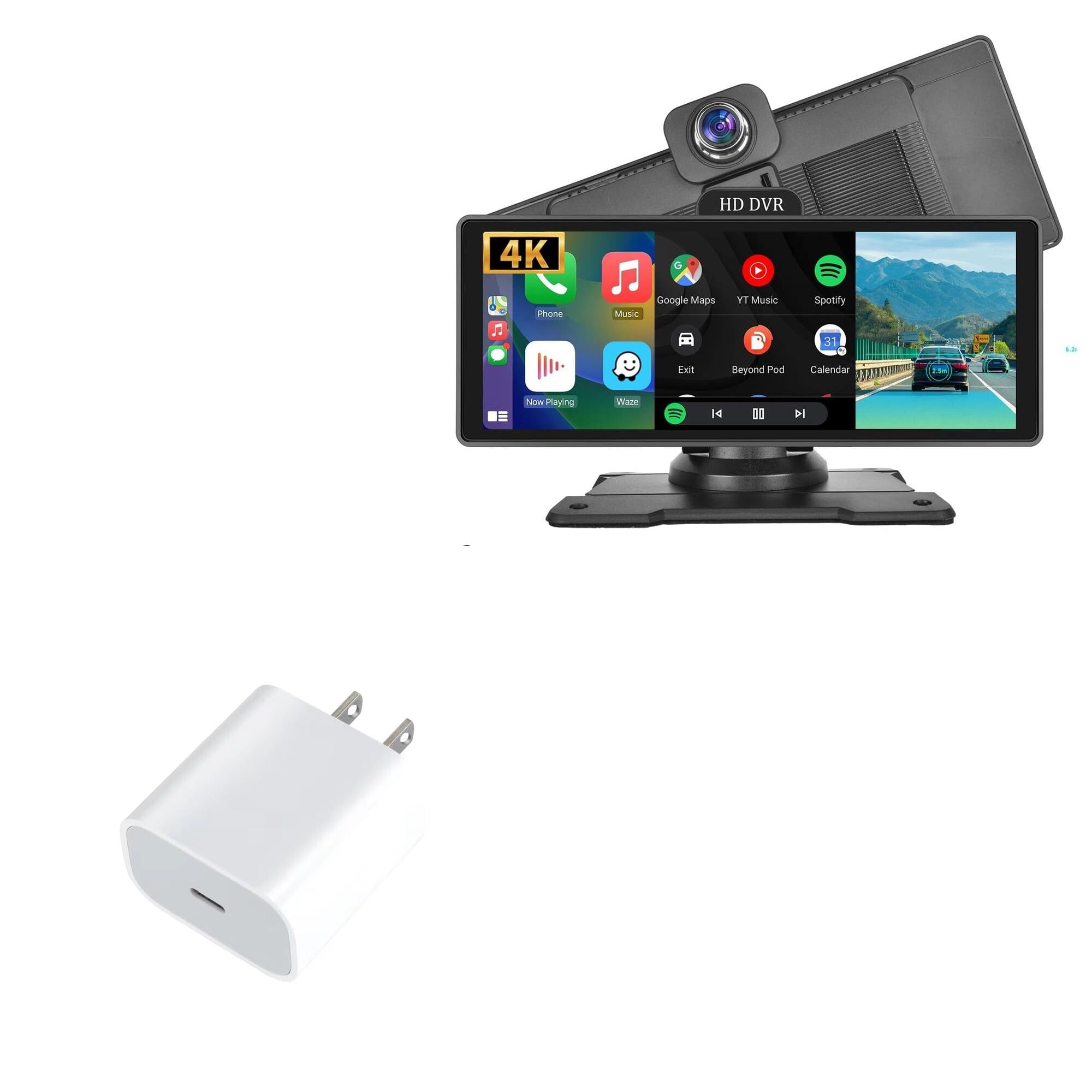 BoxWave Charger Compatible with Hodozzy 4K Display Portable Car Stereo Dash Cam - PD GAN miniCube (30W), 30W Tiny PD GAN Type-C Wall Charger - Winter White