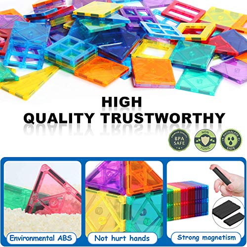 HOMOFY Oversize 3D Building Blocks Magnetic Tiles 100PCS STEM Educational Magnet Toy Set for Kids Inspiration Building Construction Learning Gifts for 3 4 5 6 Year Old Boys Girls
