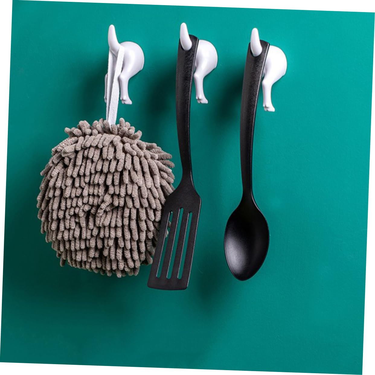 SHINEOFI 3 Set Ganci Murali Creativi Per Abbigliamento Ganci Senza Foratura Per Bagno Appendini Neri Forma Coda Cane Per Decorare Casa E Spazio 5 Pezzi*3