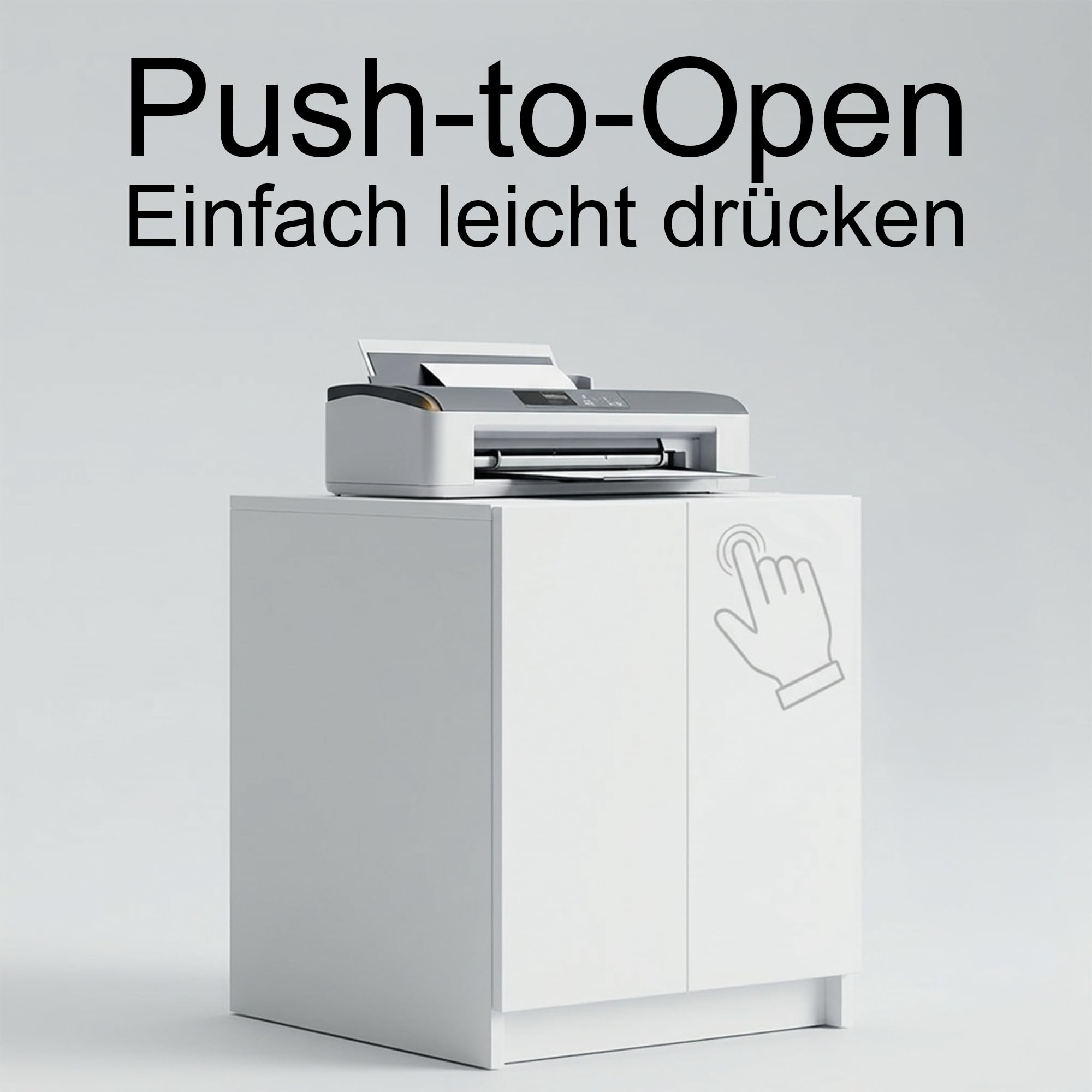 Druckerschrank Elona, Druckerkommode mit Soft-Close & Push-to-Open, Druckertisch, Büromöbel, Home Office & Büro, Weiß matt (51 x 60,5 x 54 cm)