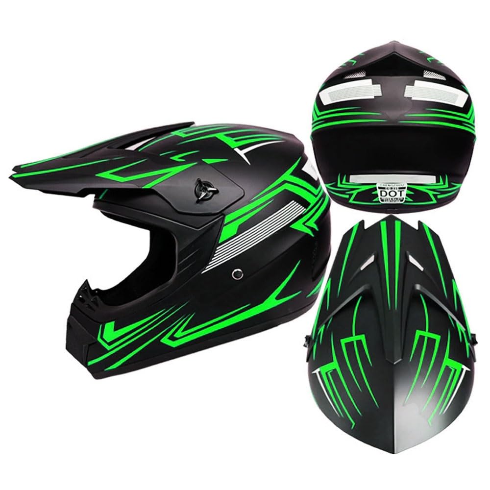 Casco da Motocross Per Bambini E Ragazzi, Casco Integrale Per Fuoristrada, Atv, Strada, Quattro Ruote, Mountain Bike, con Occhiali E Guanti, Omologato DOT