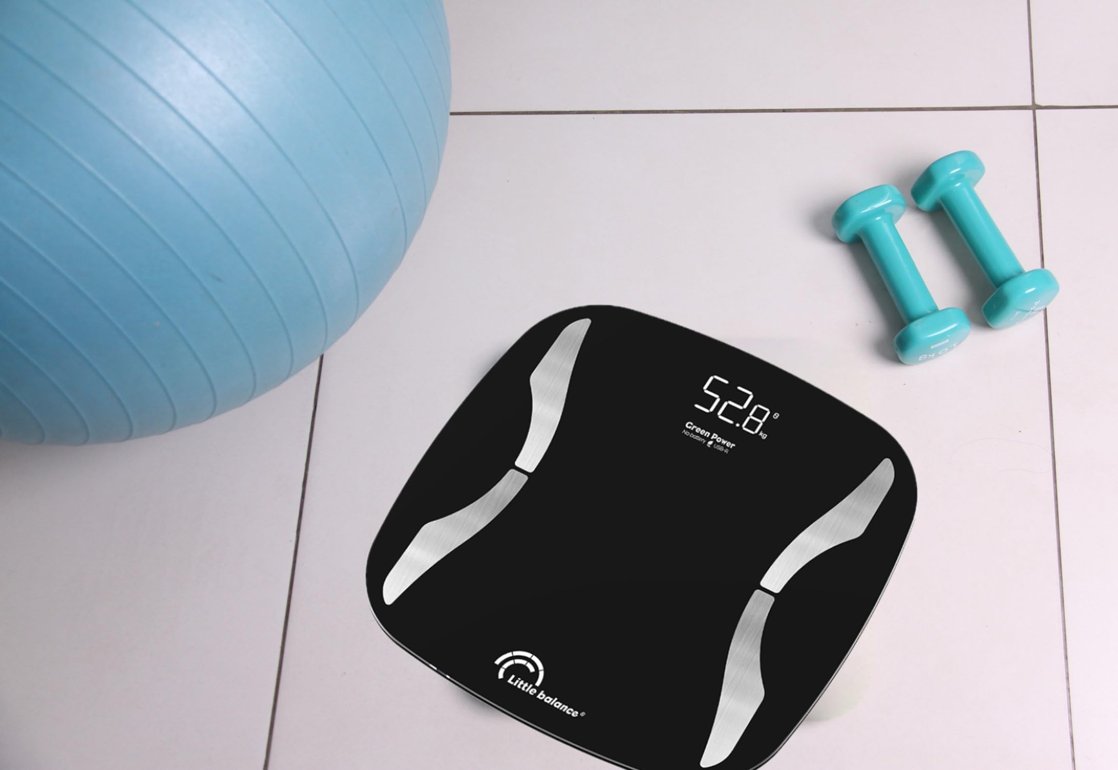 LITTLE BALANCE 8651 Soft 4 USB-R, Impédancemètre connecté sans pile, Rechargeable USB, Réparable, 180 kg, Noir