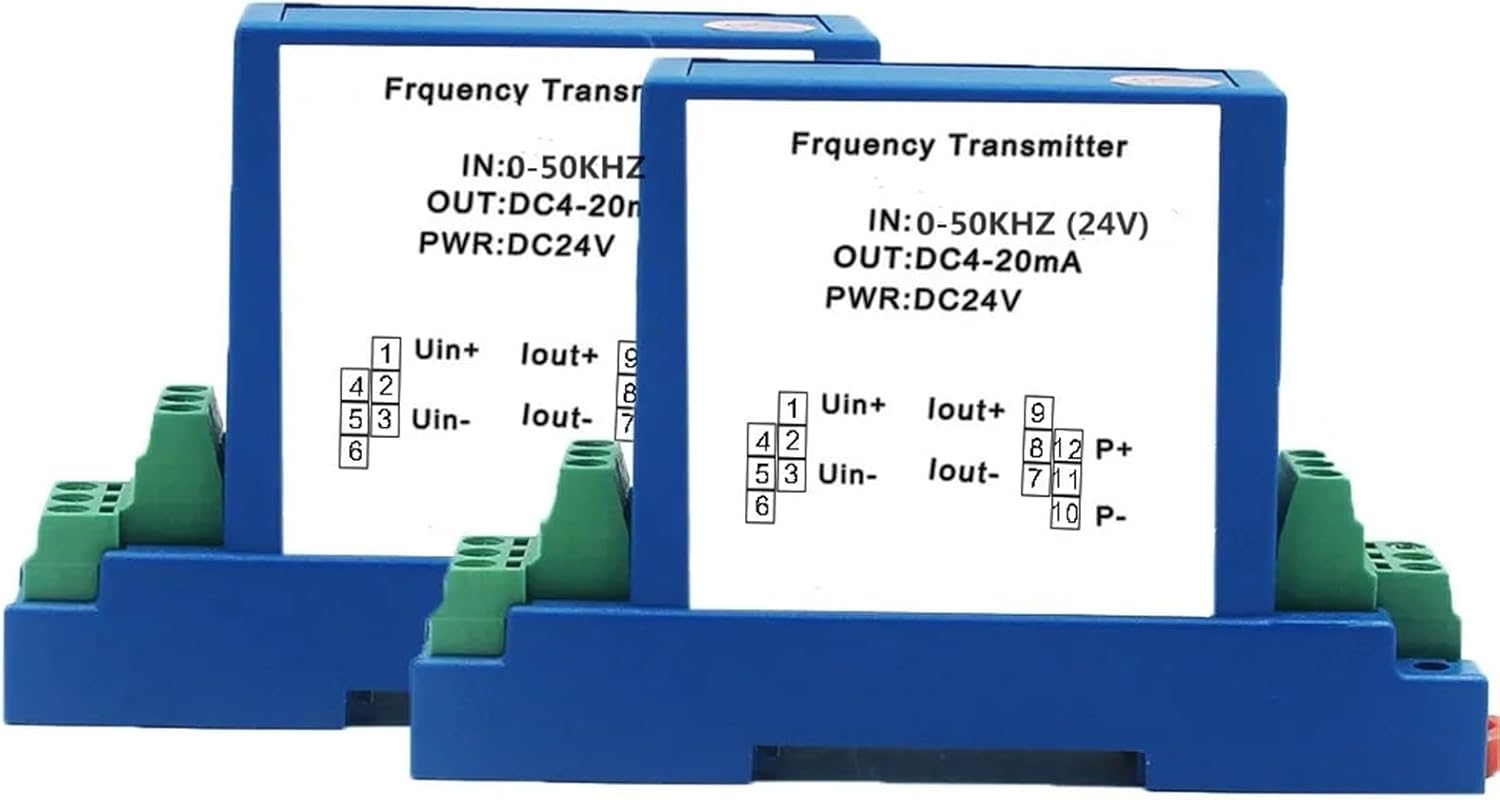 1pcs Frequency Transmitter Transducer 0-100KHZ 1KHZ 50KHZ to 4-20mA 0-10V DIN Rail Installation DC24V Power(0-10V output,20M HZ,AC220V input)