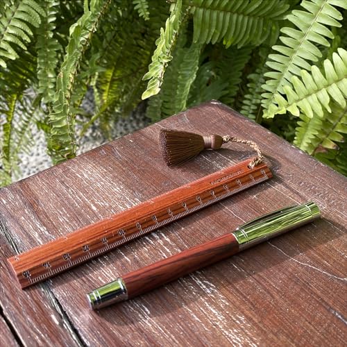Image of LACHIEVA LUX Nice Elegant Rosewood Rollerball Pen with Ruler /Book mark Set, Luxury Roller Ball Pen Gift for Woman, Man
