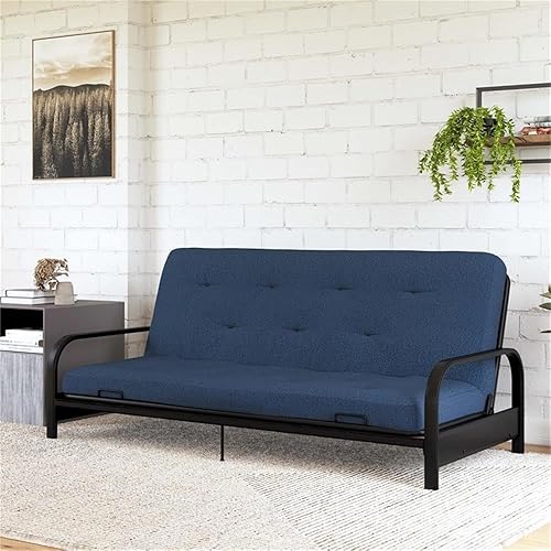 DHP Braga - Colchón de futón de microfibra tamaño matrimonial de 6 pulgadas, color azul