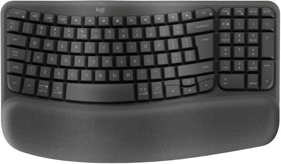 Logitech Wave Keys kabellose ergonomische Tastatur - Grafit, US QWERTY-Layout