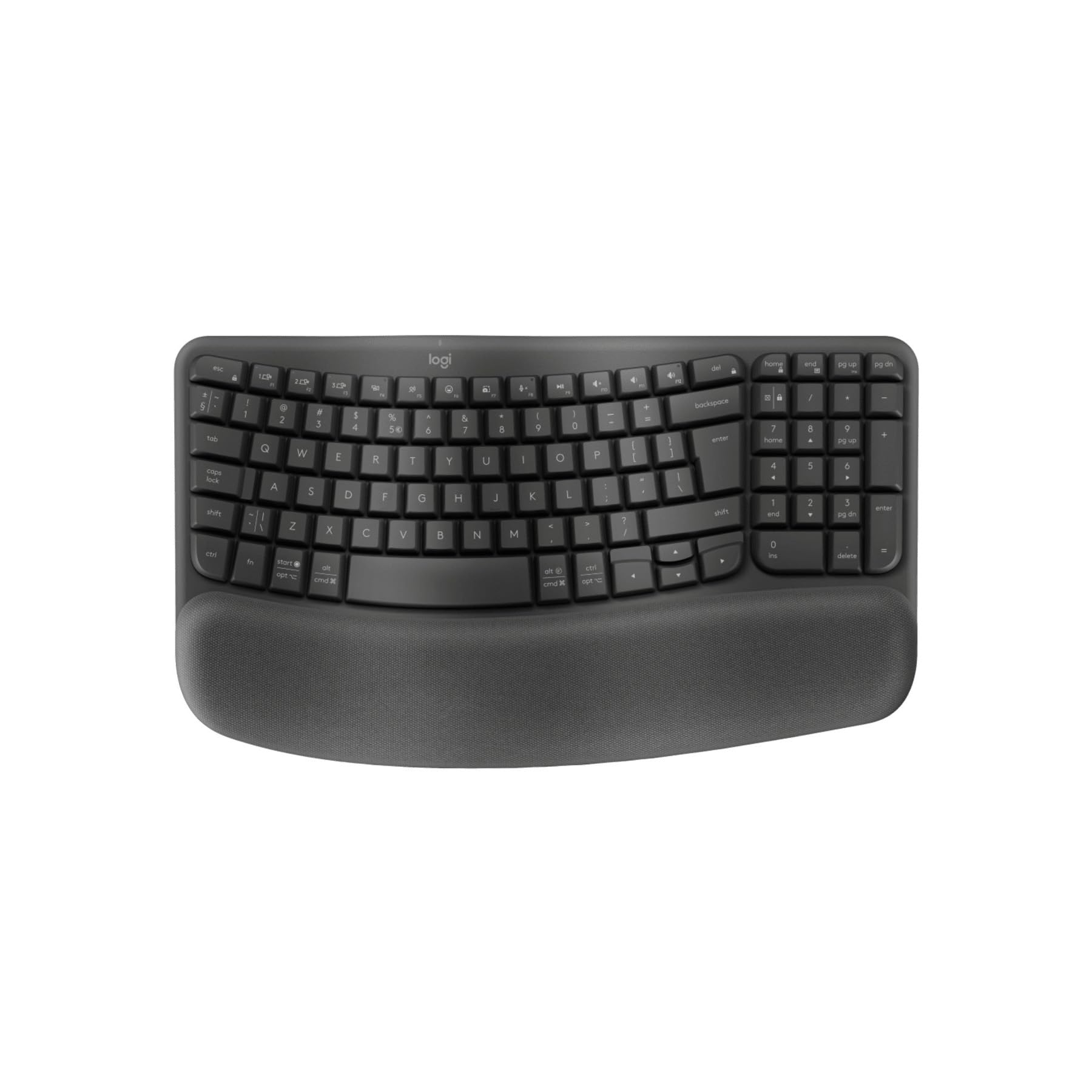 Logitech Wave Keys kabellose ergonomische Tastatur - Grafit, US QWERTY-Layout