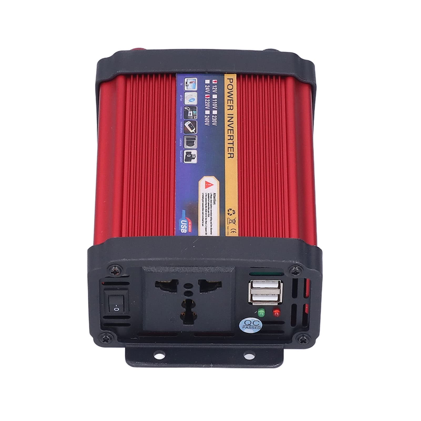 500 W Auto-Wechselrichter, modifizierte Sinuswelle mit Zwei USB-Anschlüssen und Wechselstrom-Steckdose für Urlaub, Camping, Roadtrips, 12 V bis 110 V–220 V