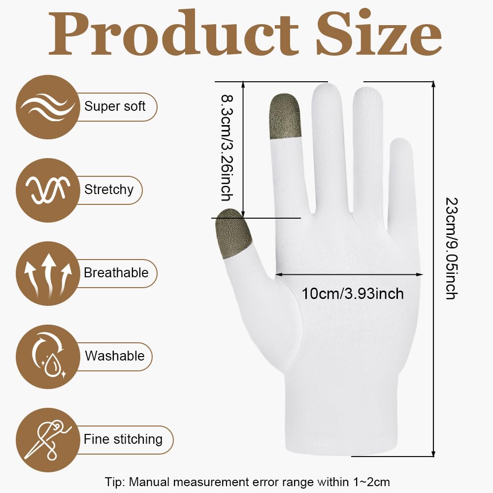 5 Paia Guanti Idratanti, Cotone Guanti Touch Screen a 360°, Guanti Idratanti Durante il Sonno, Guanti Per Trattamento Spa Per La Riparazione Di Pelle Ruvvida Screpolata E Screpolata