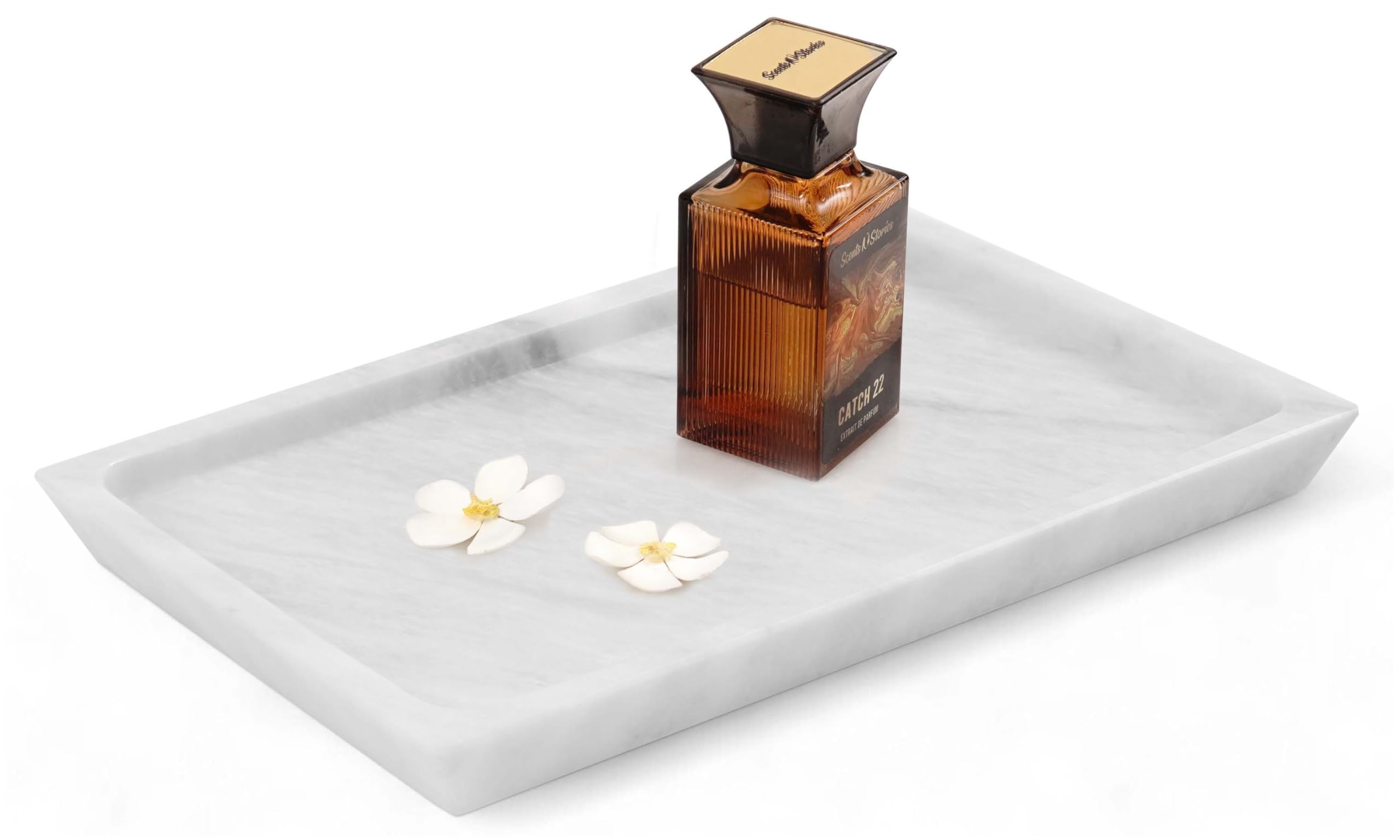 Radicaln Marble Serving Tray 12" Inches White Handmade Rectangle Tray for Party Modern Fruit and Serving Bowl for Entertaining, Cafeteria and Food Trays