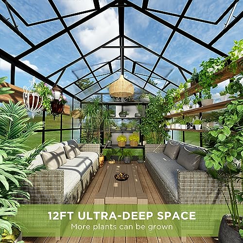 Howe YPG204 8X12X7.5 Ft Polycarbonate Greenhouse Double Swing Doors 4 Vents 5.2Ft Added Wall Height thumb #2