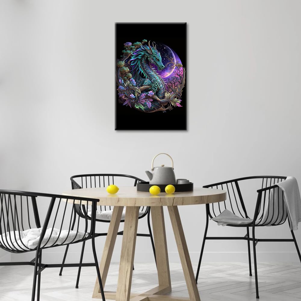 Red Dragon Poster Print on Canvas Medieval Dragon Wall Decor Dragon Wall Art 1 Panel Pictures for Bedroom Stretched and Framed Ready to Hang (16''Wx 24''H) - Image 3