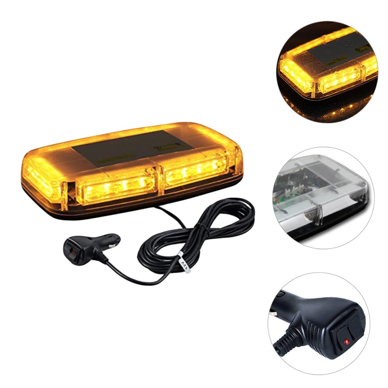 Garneck Lámpara Estroboscópica LED de Advertencia para Coche 24led | Abs, Luz de Emergencia para Niebla y Emergencias, Alta Luminosidad, Formato Magnético