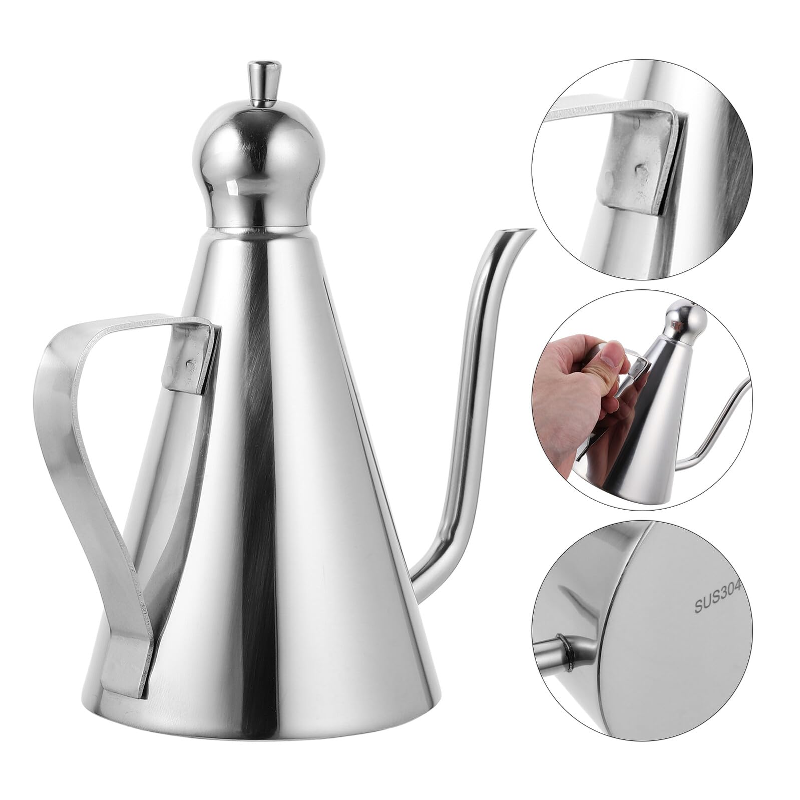 Aceitera Dispensador de Acero Inoxidable de Botella Dosificadora Antigoteo para Aceite Vinagre y Salsa Diseño con Tapa para Cocina y Restaurante