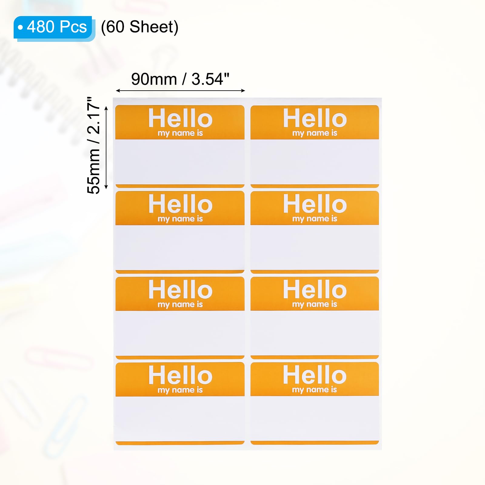 PATIKIL Name Tag Stickers, 480 Pcs Hi My Name is Stickers Removable Labels for Clothes Daycare Classroom Office Meeting Yellow - Image 2