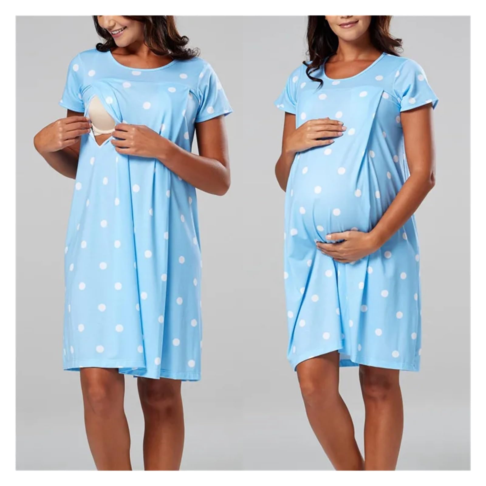 Camicia da Notte Donna Pigiama Premaman, Camicia da Notte, Abito for L'Allattamento, Premaman, Donna Incinta, Pigiama a Maniche Corte, Abbigliamento da casa e da casa