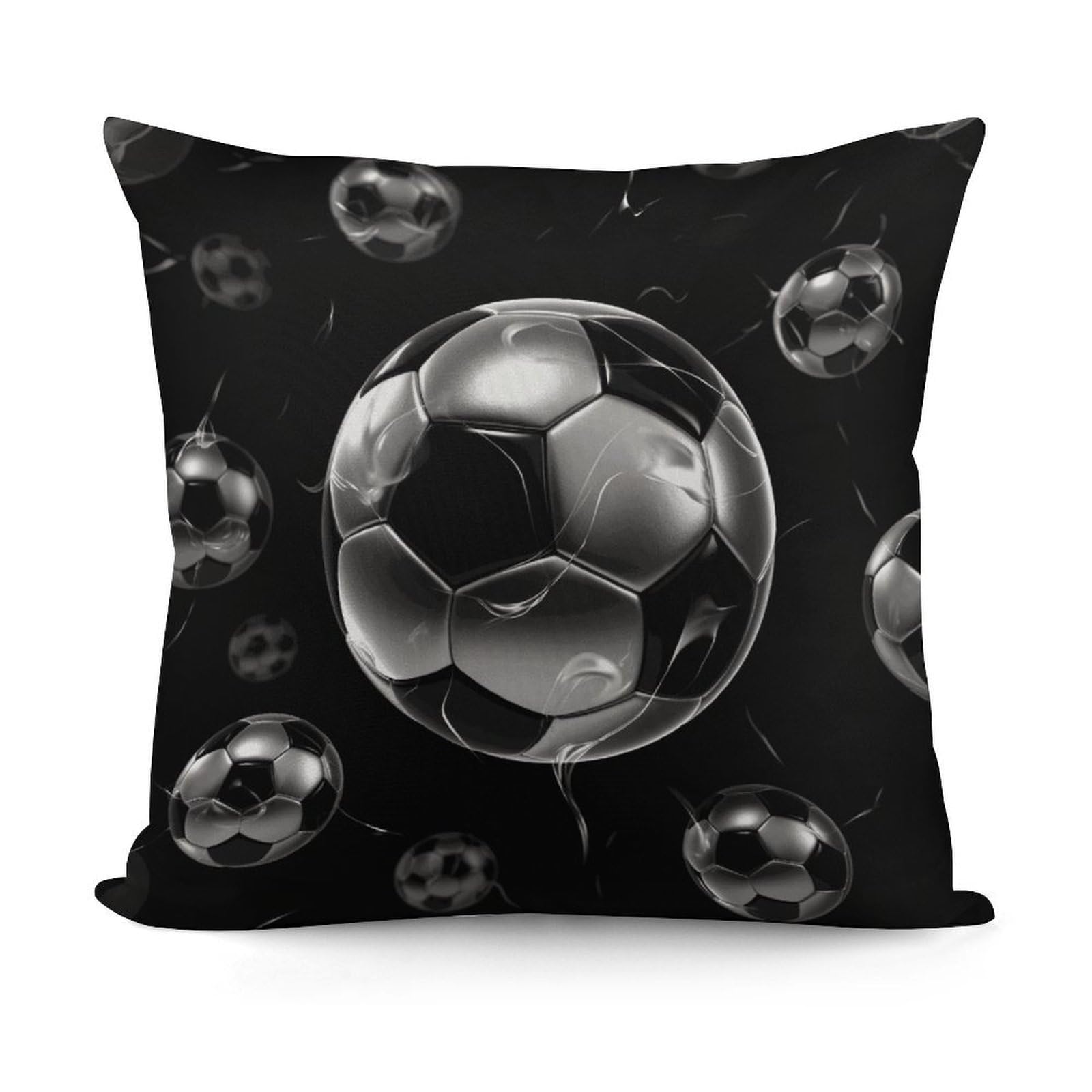 Adfgyerh Style Soccer Black Decorative Pillow Covers, Throw Pillow Covers Soft For All Seasons, Pillowcases For Couch Living Room Sofa Bedroom 18X18 Inch