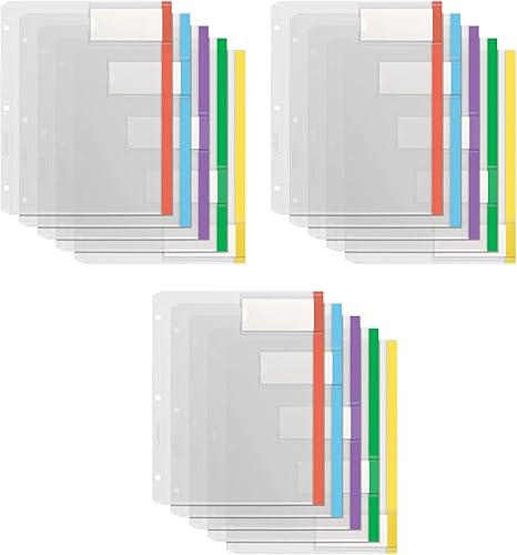 Oxford Separadores de carpetas de plástico, separadores protectores de hojas de carga superior y lateral de bolsillo completo, pestañas extragrandes