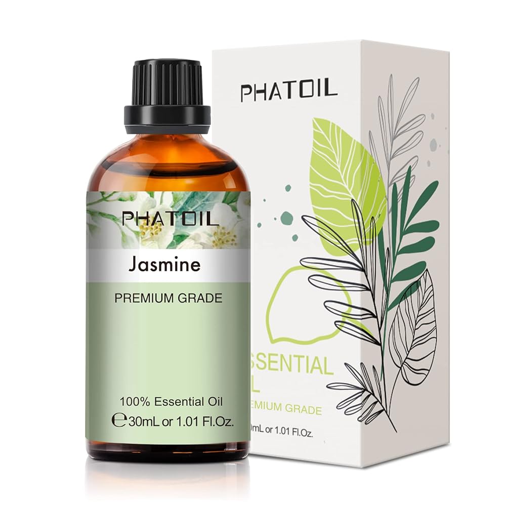 Jasmine Essential Oil 1.01fl.oz/30ml, PHATOIL Jasmine Oils Long Lasting Scents for Aromatherapy, Diffuser, DIY Soap and Candle Making