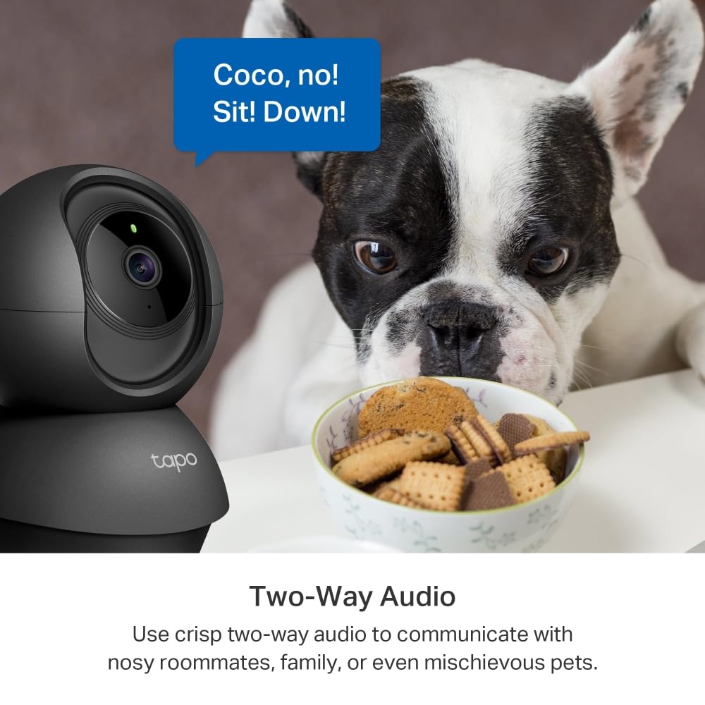 Tapo 2K(3MP) Caméra Surveillance WiFi intérieure 360° C211, Vision Nocturne, Notifications en Temps réel, Détection de Personne, Suivi de Mouvement, Télécommande, Compatible avec Alexa, Noir