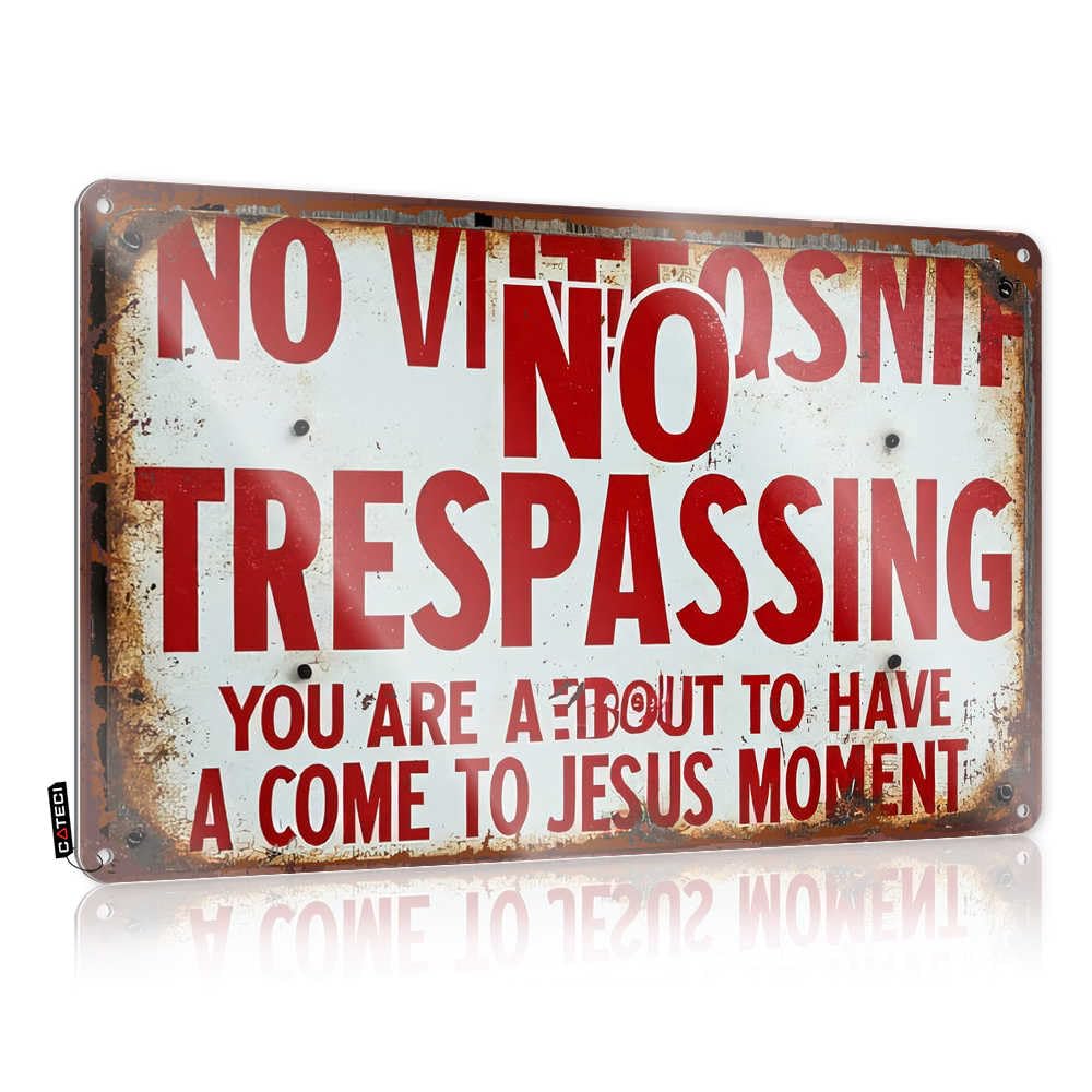 Fzfn Colour Shower Decor Tin Metal Sign Nice | Vintage No Trespassing Sign With Spiritual Warning Nostalgic Gate Decoration(30X40cm)