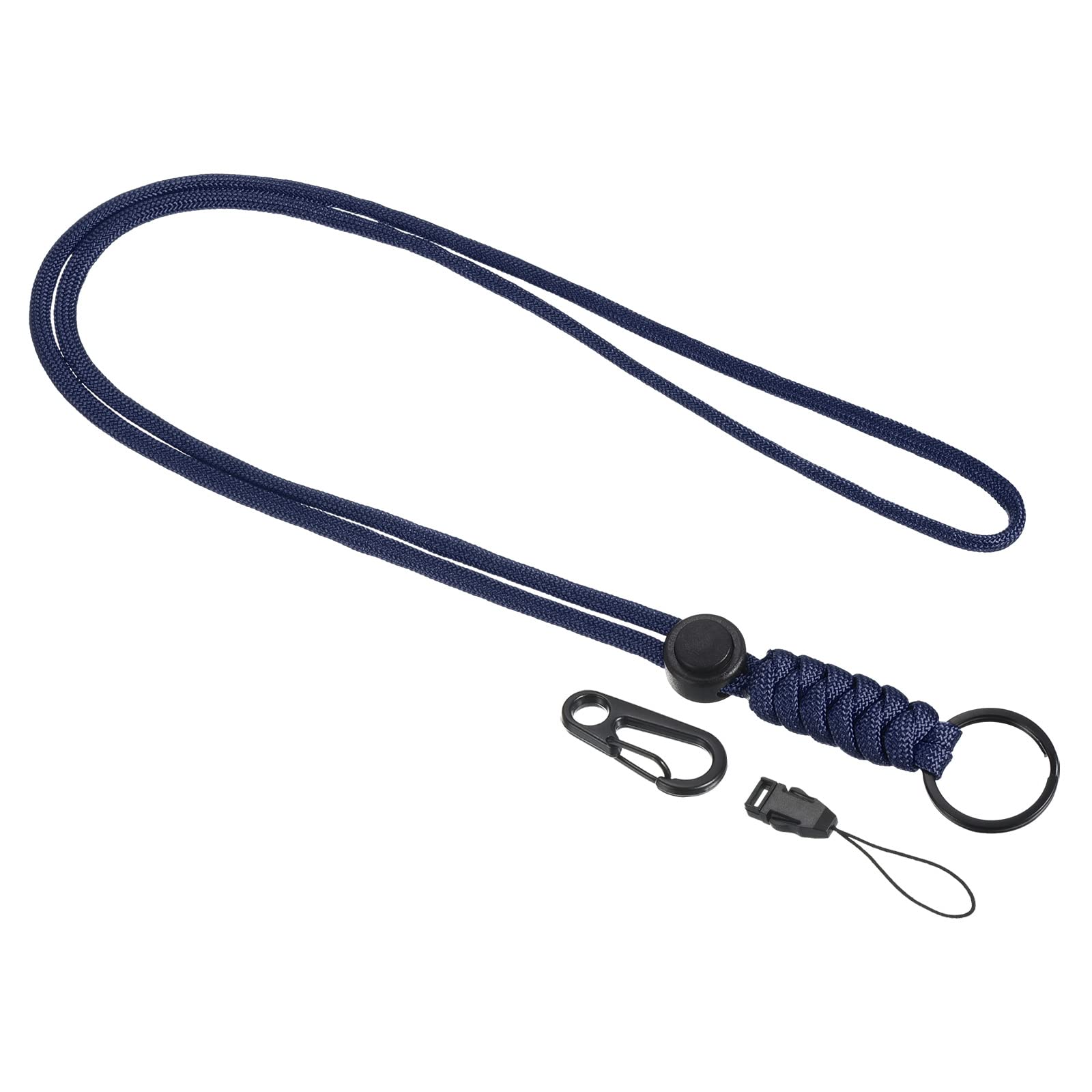 PATIKIL Paracord Lanyard 20.5 Inch, Necklace Keychain Cord Metal Clasp Hook Ring Strap for Keys Whistle ID Card Badge Holder Blue