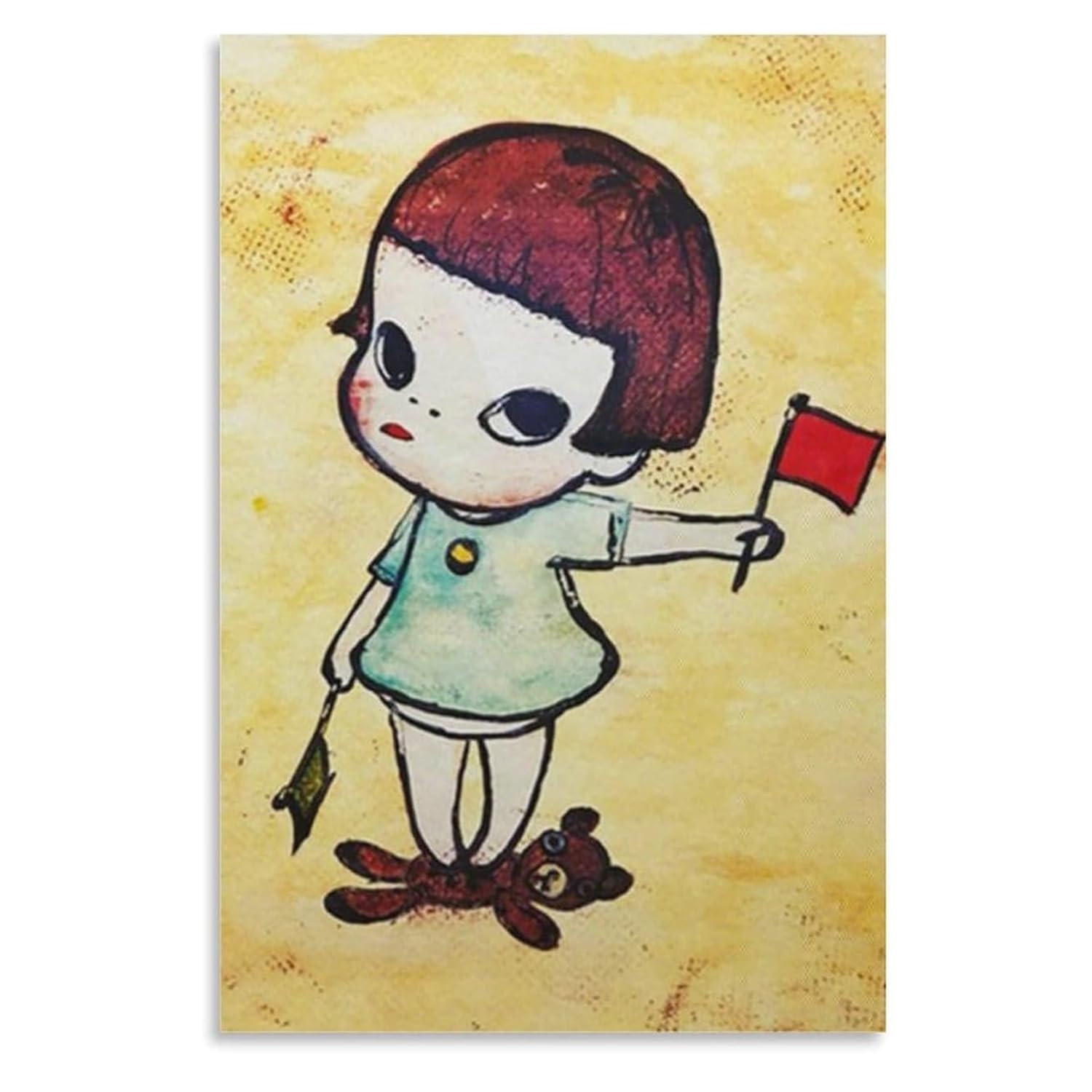 奈良美智　手旗信号少女　額入　特別額装版 Amazon.co.jp: 奈良美智 ポスター 手旗信号少女 : ホーム＆キッチン