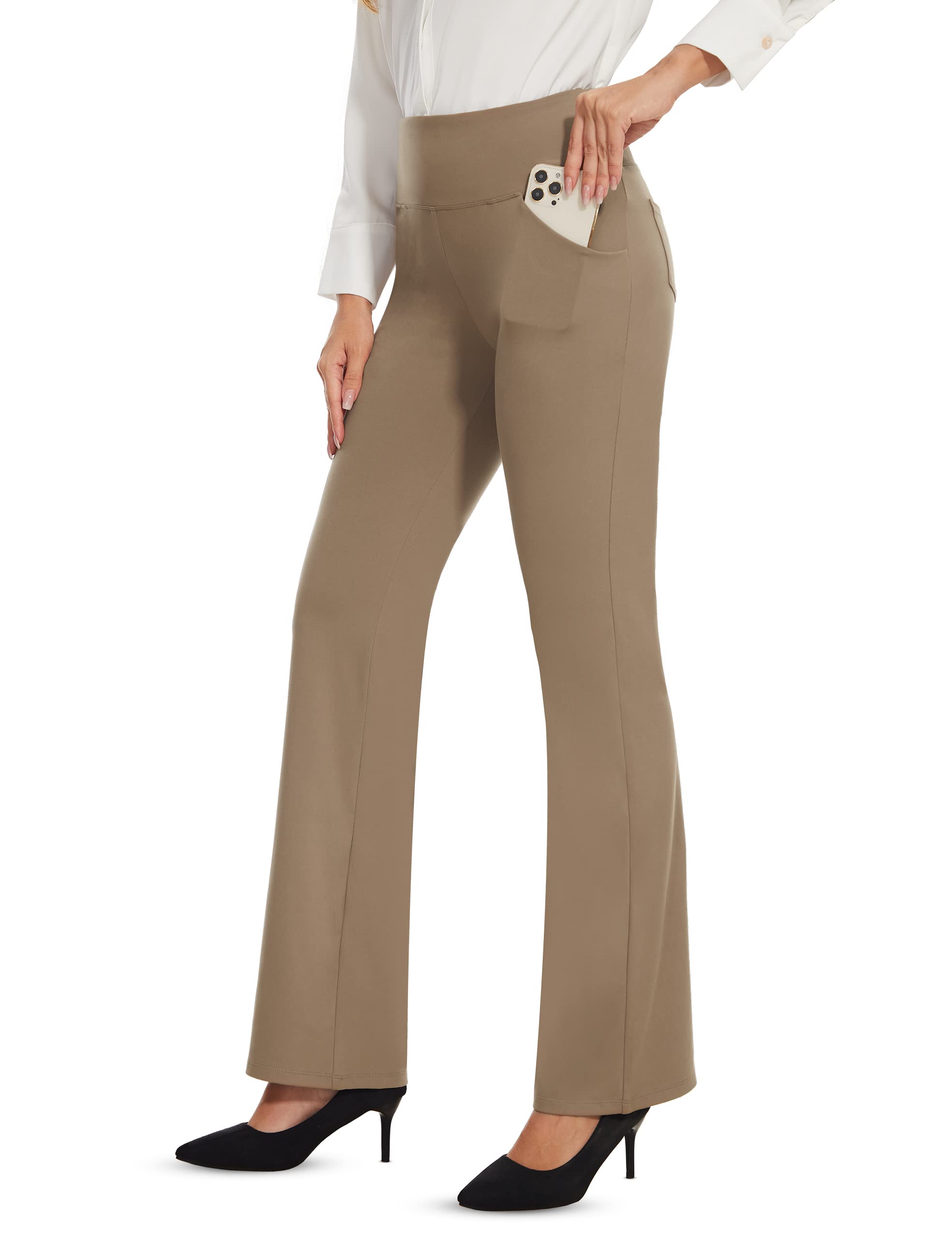 Desol Damen Bootcut Flare Yogahose, Lange Schlaghose mit 4 Taschen, Sporthose, Hohe Taille Stretch Freizeit Jogginghose Arbeitshose Ausgestellte