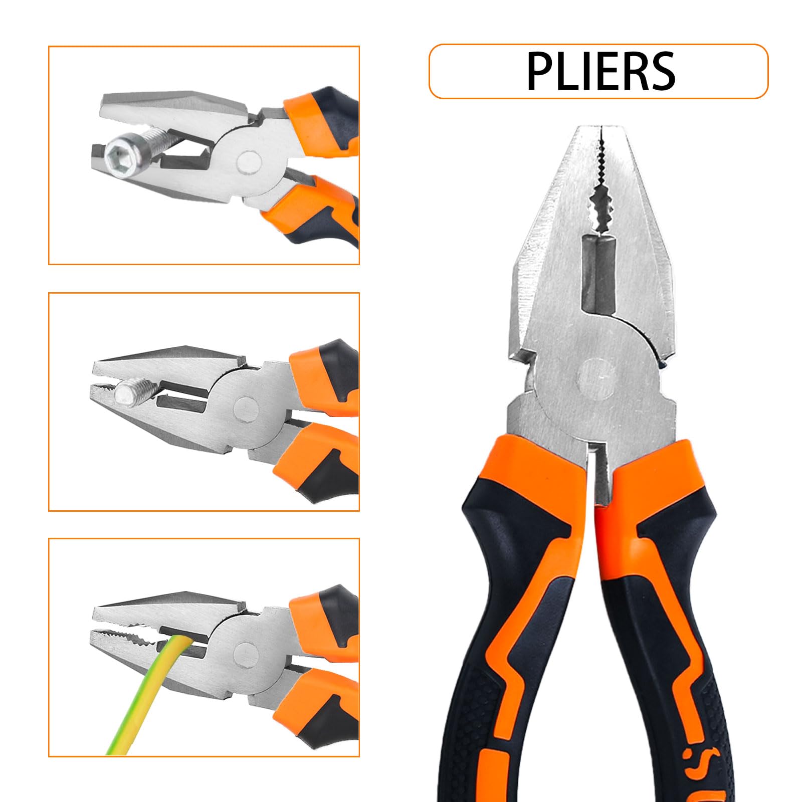 Set di 3 pinze: tronchese laterale, gioielli, elettricista, combinazione, naso ad ago, elettrici, pinze da taglio laterali per riparazioni professionali fai-da-te