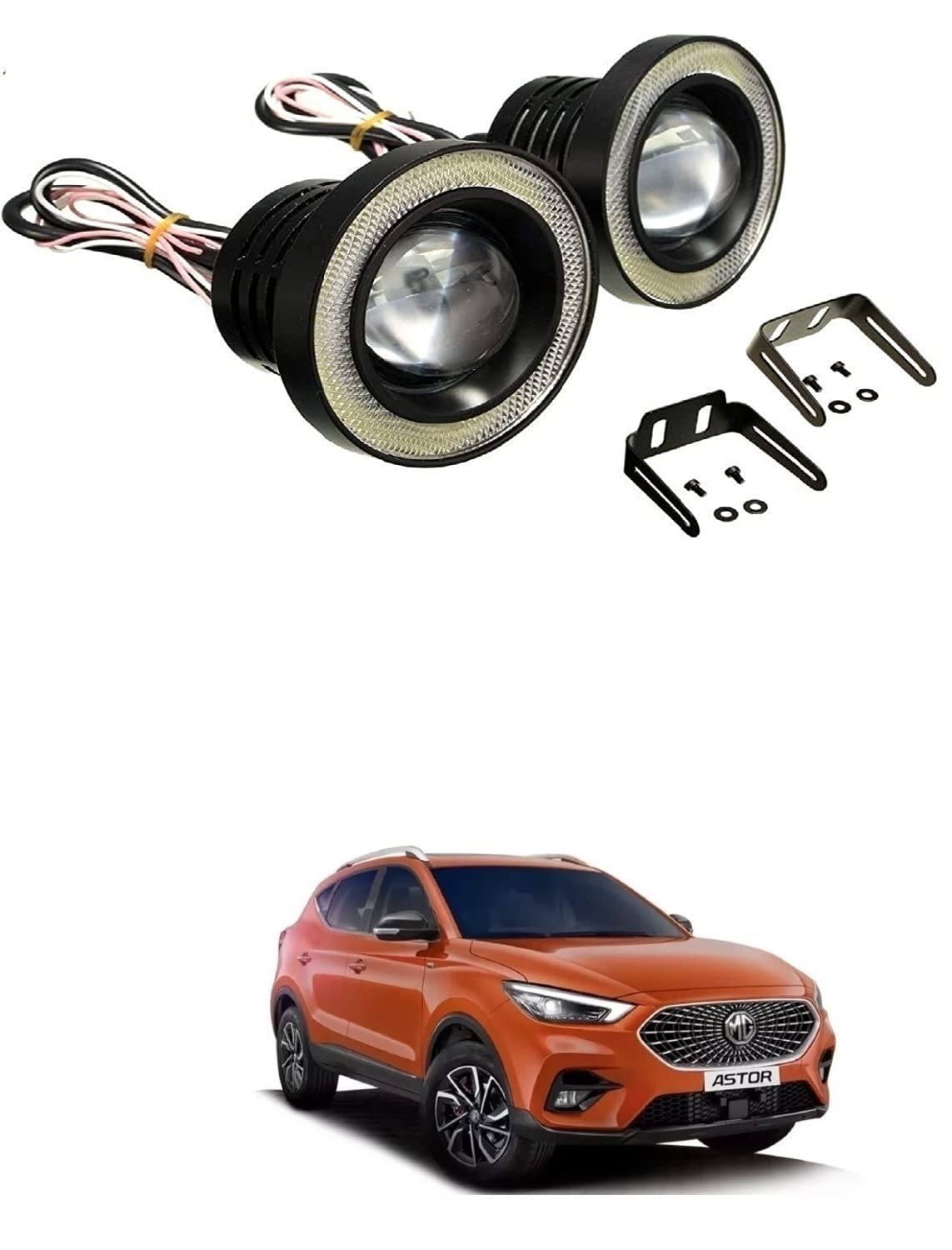 KOZDIKO Car LED Fog Lights 3.5" High Power Led Projector Lamps Cob White Angel Lights Eye Ring for MG Astor
