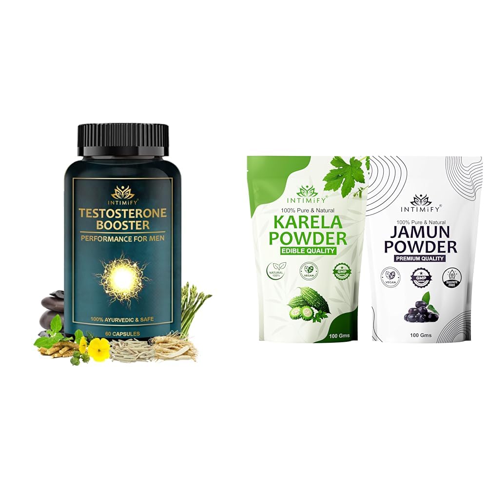 INTIMIFY Testosterone Booster For Men, With Ashwagandha, Safed Musli, Shatvari, Gokshura, Ginseng | INTIMIFY Karela Powder, Jamun Seed Powder Combo For Women & Men (100 Gm*2)-image-39