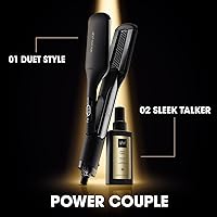 Vista 2 de ghd Duet Style Power Couple - Estilizador de cabello de aire caliente 2 en 1 (Negro) con elegante Talker Wet to Sleek Hair Styling Oil