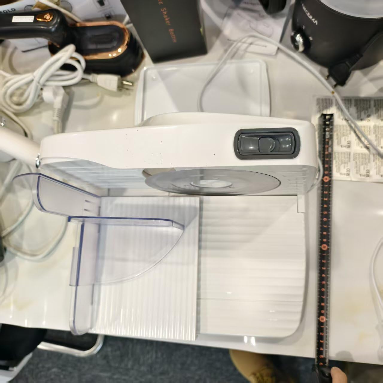Cortadora de carne eléctrica PANCERKA, rebanadora de alimentos para charcutería, grosor ajustable de 0 a 15 mm, apta para uso doméstico y comercial, para cortar embutidos, carne, verduras, frutas, cor
