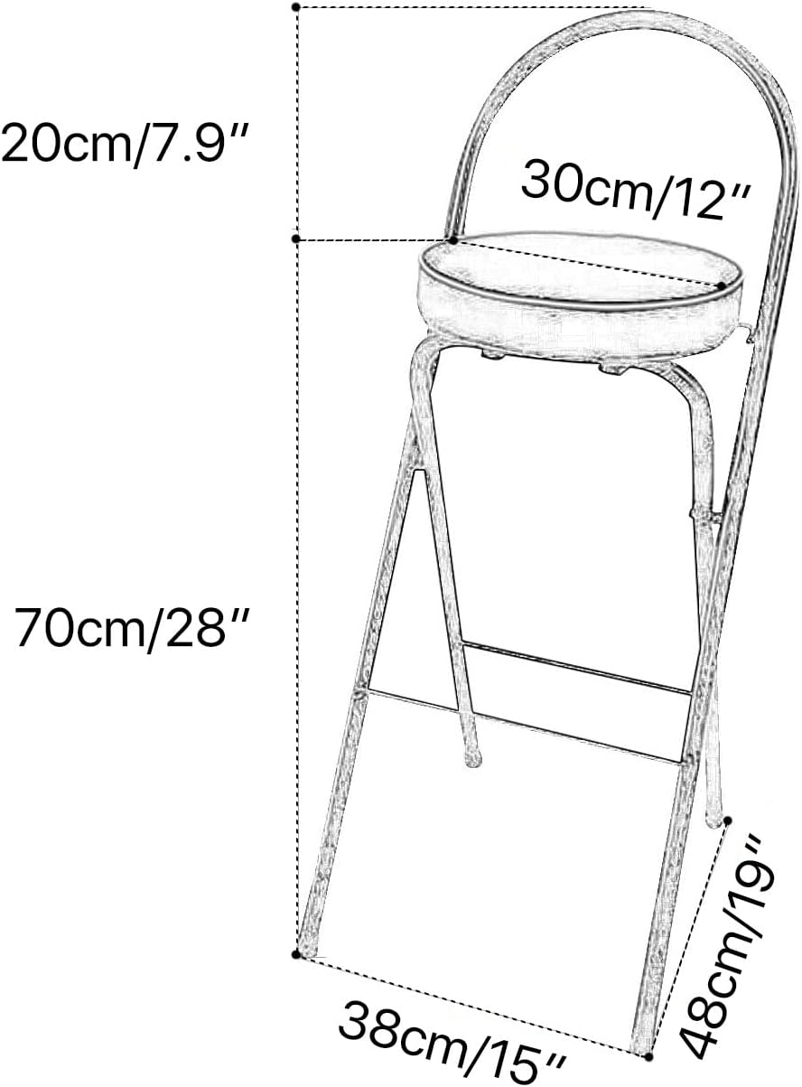 Foldable Bar Stool 26in /28in /30in Folding Kitchen Stool with Back Portable Folding Breakfast Bar Stool PU Soft Cushion Carbon Steel Folding Stool for Kitchen Island Pub Bar