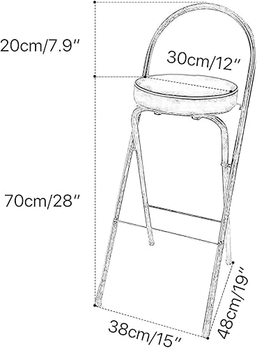 Miniatura 8 de Taburete de bar plegable de 26 pulgadas/28 pulgadas/30 pulgadas, taburete de cocina plegable con parte trasera, taburete plegable portátil de barra