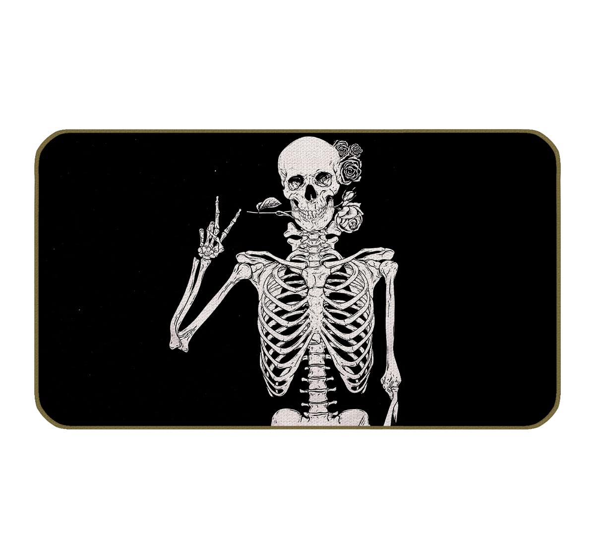 UINHMOP 17'x30' Gothic Skull Skeleton Victory Okay Posing Decorative Doormat,Gothic Skull Floor Mats,Farmhouse Decor for Home Front Door Porch Outdoor Indoor,Gifts for Skull Lovers Girls Sister