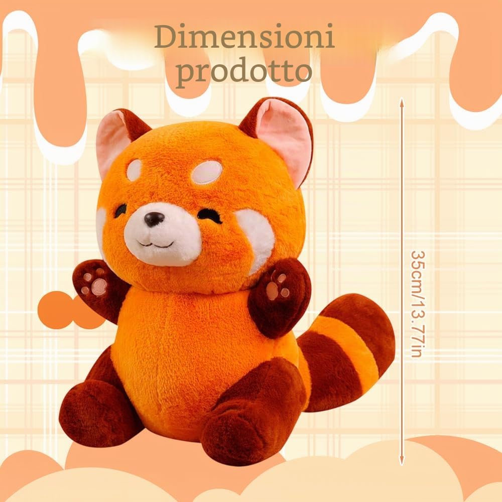 Mineup 35 cm Panda Rosso Giocattolo, Panda Rosso Peluche, Red Panda Plush, Bambola Cuscino, Kawaii Pand Plushie, Pand Ross Pupazzo, Giocattolo per Bambine Bambini Regalo