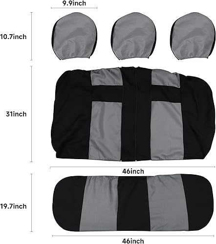 Miniatura 8 de Juego completo de fundas de asiento de automóvil, fundas de asiento de banco dividido delantero y trasero de tela transpirable para automóvil,
