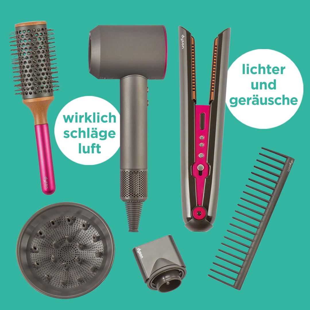 Casdon Dyson Spielzeug - Supersonic & Corrale Deluxe Styling Set - Spielzeug-Glätteisen & Föhn mit echter Funktion - mit interaktiven Lichtern & Geräuschen - für Kinder ab 3 Jahren