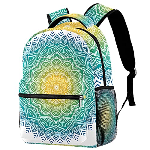 Sac à dos voyage mandala vintage avec porte-bouteille pour fille et garçon