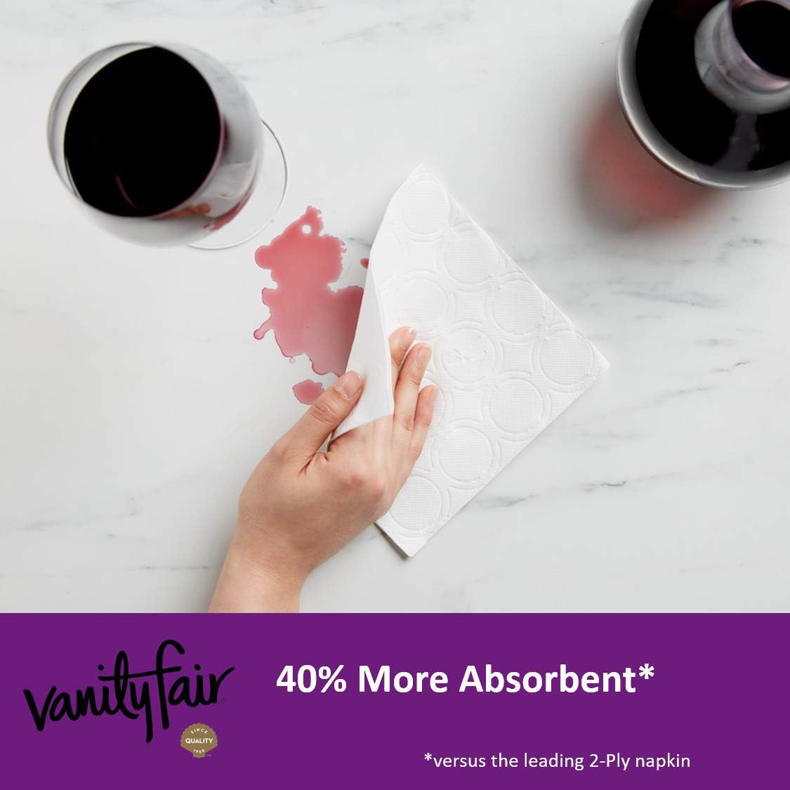 Vanity Fair Everyday Extra Absorbent Premium Paper Napkin, 960 Count, Dinner Napkin for Messy Meals : Health & Household